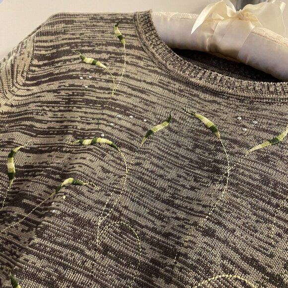 Vintage Embrodered Knit Sweater Green – S - Picture 7 of 14